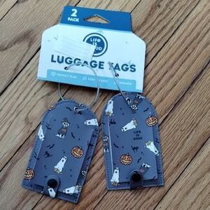 Luggage Tag Pair Halloween Pets Graphic Life Is Good Grey Nwt